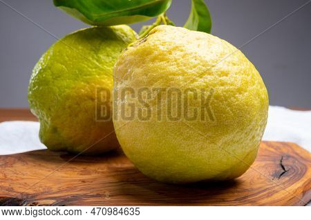 Lemon Citron Cedrate Or Citrus Medica, Large Fragrant Citrus Fruit With Thick Rind
