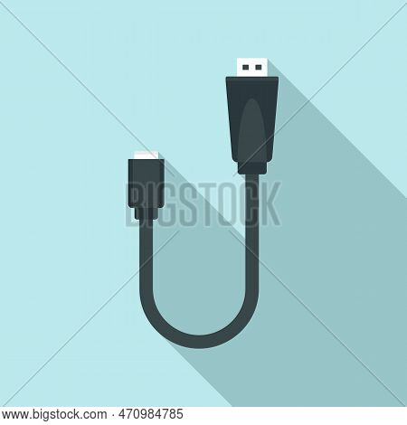 Camera Usb Cable Icon. Flat Illustration Of Camera Usb Cable Icon For Web Design