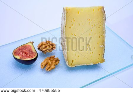 Piece Of Cheese Tomme De Montagne Or Tomme De Savoie Made From Cow Milk In French Alps