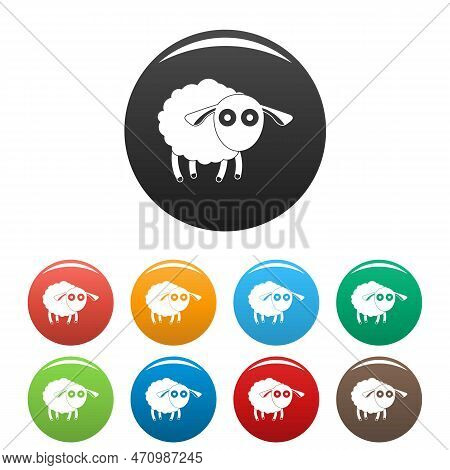 Shocked Sheep Icons Set 9 Color Isolated On White For Any Design