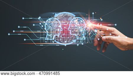 Ai Smart Manufacturing And Hitech To Communicate With Humans For Upskill Reskill. Ai Connection Auto