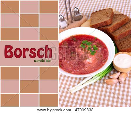Vynikající boršč v tabulce detail