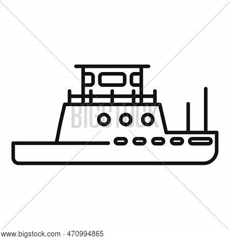 Tug Boat Icon. Outline Tug Boat Icon For Web Design Isolated On White Background