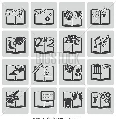 Vector black schoolbooks icon set
