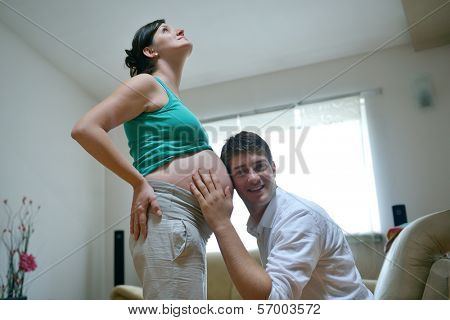 happy young cuple, pregnant woman