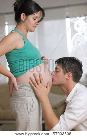 happy young cuple, pregnant woman