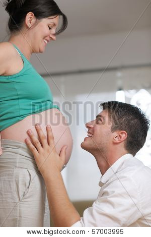 happy young cuple, pregnant woman