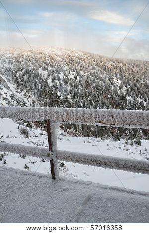 Frozen balcony railing