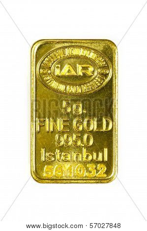 Gold bar on white background