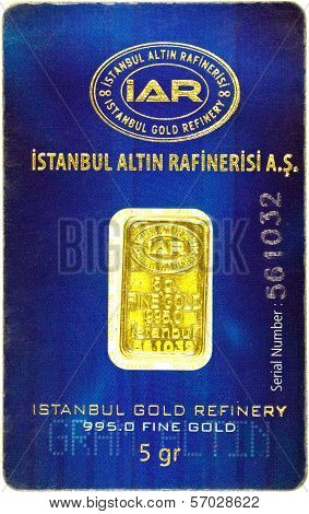 Gold bar in blister pack