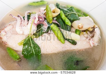 Spicy Seafood Soup, fish and squid