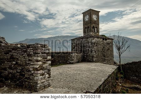 Clock Tower In  Old City Of Gjirokastra, Albania