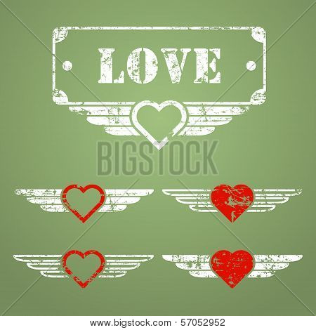 Military style love emblems