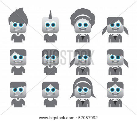 silver avatar portrait picture set