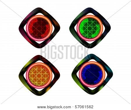 Neon Button On The White