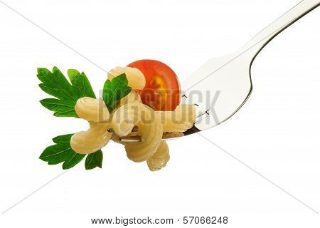 Pasta on fork