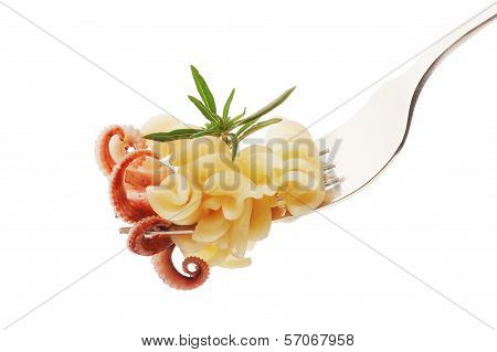 Pasta on fork