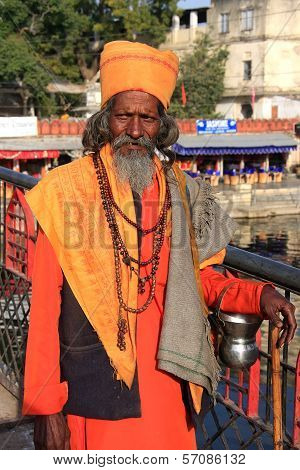 UDAIPUR, INDIA - FEBRUARY 8: Unidentified man walks in the street on February 8, 2011 in Udaipur, In
