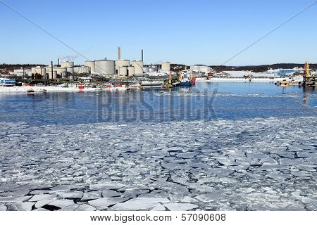 Refinery In Winter Scenery