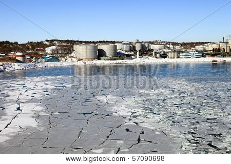 Refinery In Winter Scenery