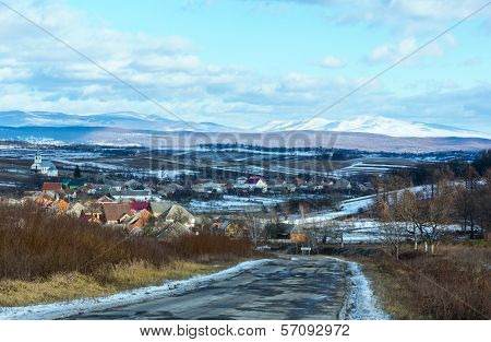 Winter Village In Ukraine.