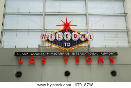 Welcome to Las Vegas sign in McCarran International Airport in Las Vegas