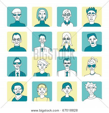 People Avatar Set Blue And Yellow
