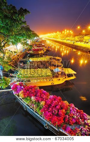 Ships at Saigon Flower Market at Tet, Vietnam