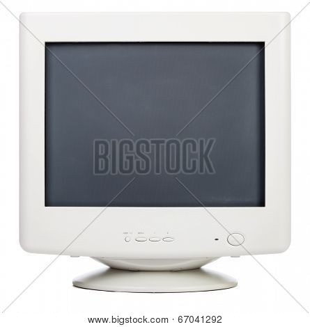 Vintage CRT computer monitor on white background