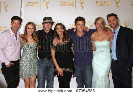 LOS ANGELES - JUN 19:  G Vaughn, Chrishell Stause, S Christian, Kristian Alfonso, Arianne Zucker, Eric Martsolf at the Daytime Emmy Reception at the London Hotel on June 19, 2014 in West Hollywood, CA