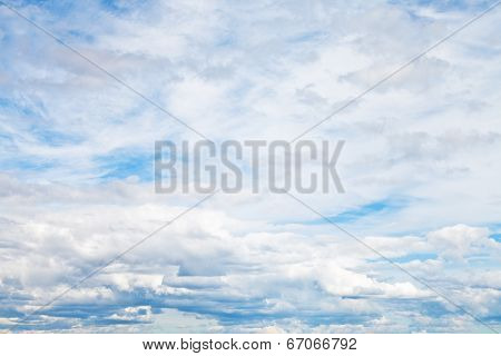 Cirrus And Cumuli White Clouds In Overcast Sky