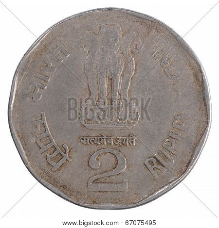 Old Two Indian Rupee Coin