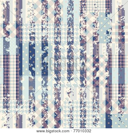 Blue patchwork with grungy strips