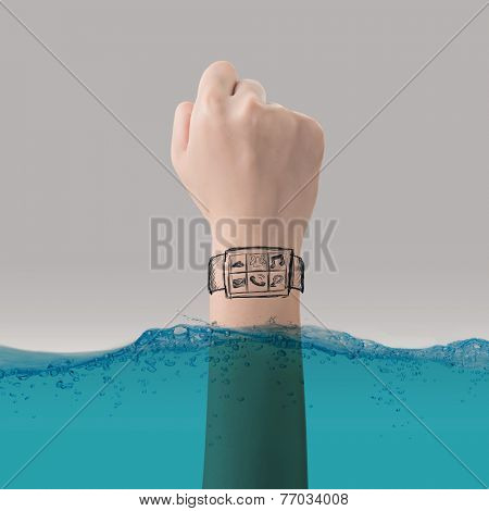 Smart watch concept of waterproof, growth, new, come out etc.