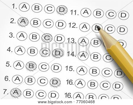 Multiple Choice Answer Sheet Survey With Pencil