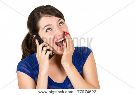 beautiful latin young girl talking on her cell phone