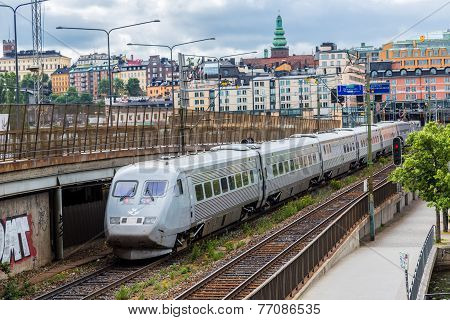 Modern  Train In Sweden