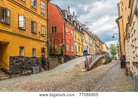Narrow Street In Stockholm, Sweden