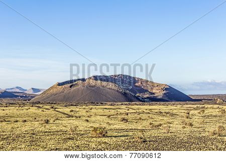 Volcanic Crater Of Caldera Blanca In Lanzarote, Tinajo
