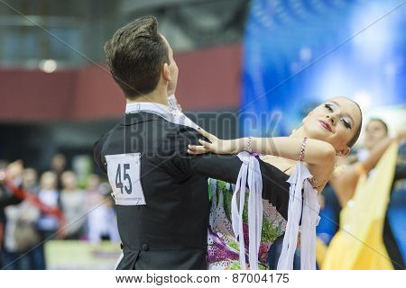 Minsk, Belarus-february 15, 2015: Unidentified Professional Dance Couple Performs Youth-2 Program