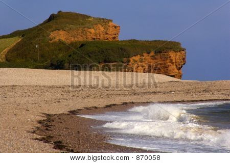 salterton budleigh ของชายฝั่งจูราสสิเดวอนประเทศอังกฤษ