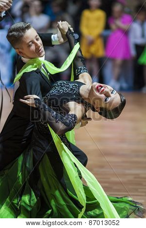 Minsk, Belarus-february 15, 2015: Unidentified Professional Dance Couple Performs Youth-2 Standard P