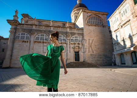 Woman traveling in Dubrovnik city