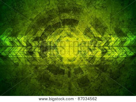 Green grunge tech geometric background. Vector design