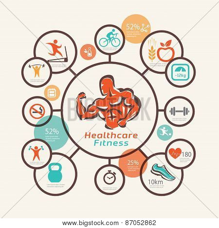 Fitness And Body Care Infographics, Icons Collection
