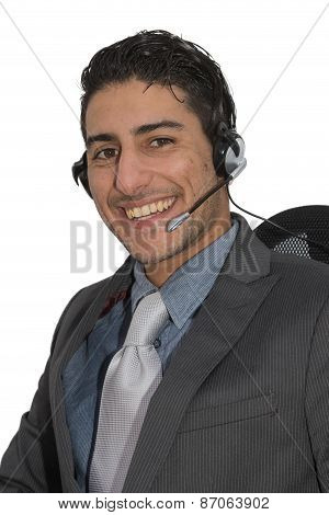 Friendly smiling help desk employee