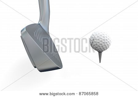 White Golf Ball With Golf Club