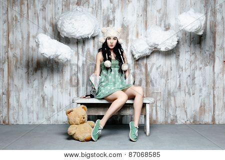 Woman in warm hat