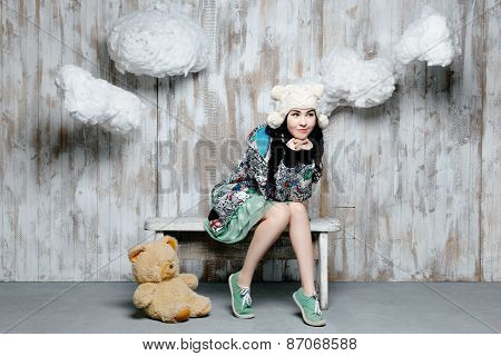 Woman in warm hat