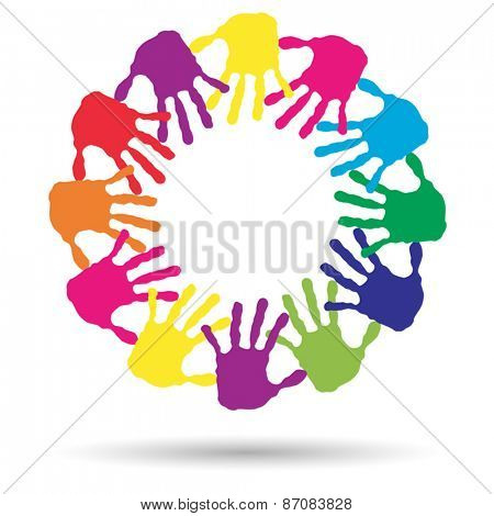 Vector concept or conceptual circle or spiral set made of colorf